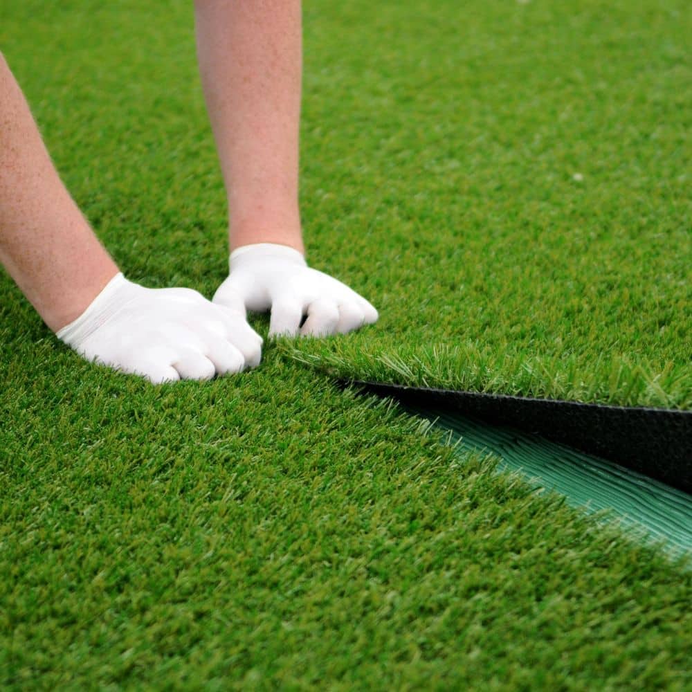 custom landscape artificial turf installation